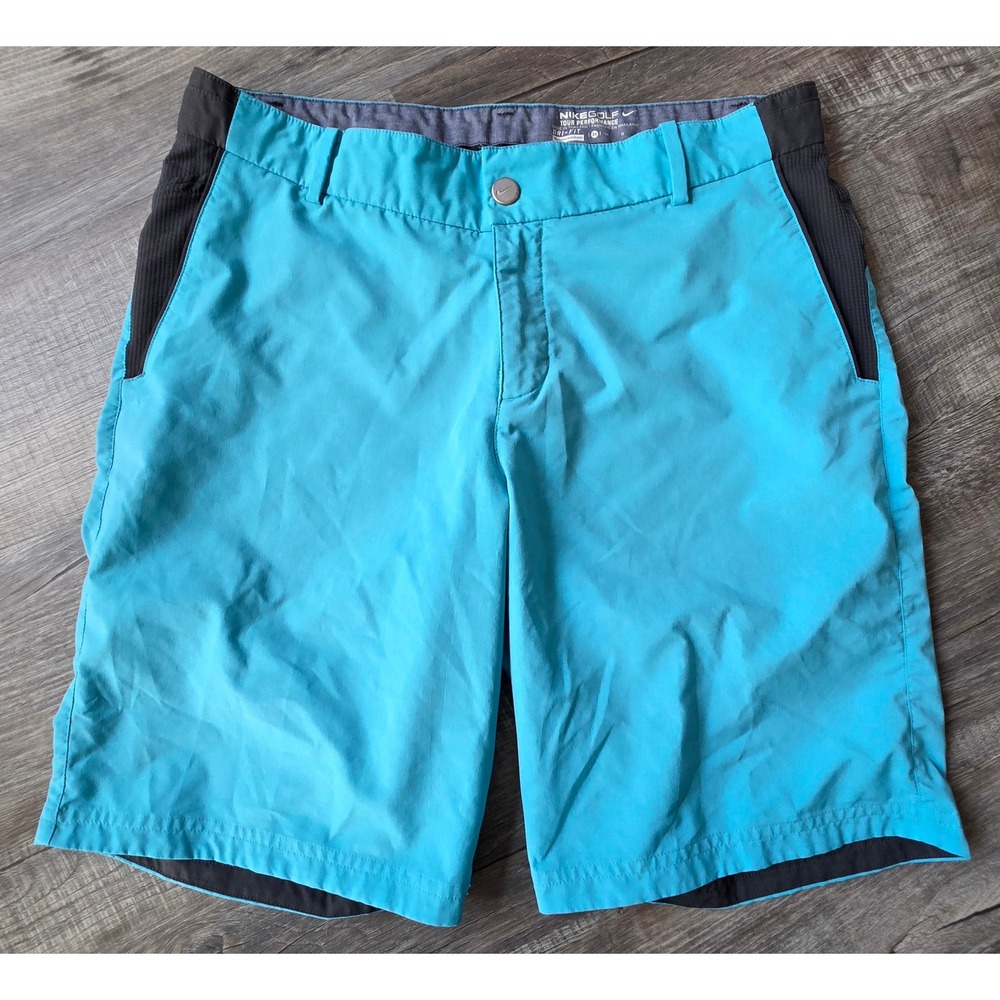 Nike Golf Tour Performance Dri-FIT Shorts Mens 34 Blue Turquoise Charcoal Grey
